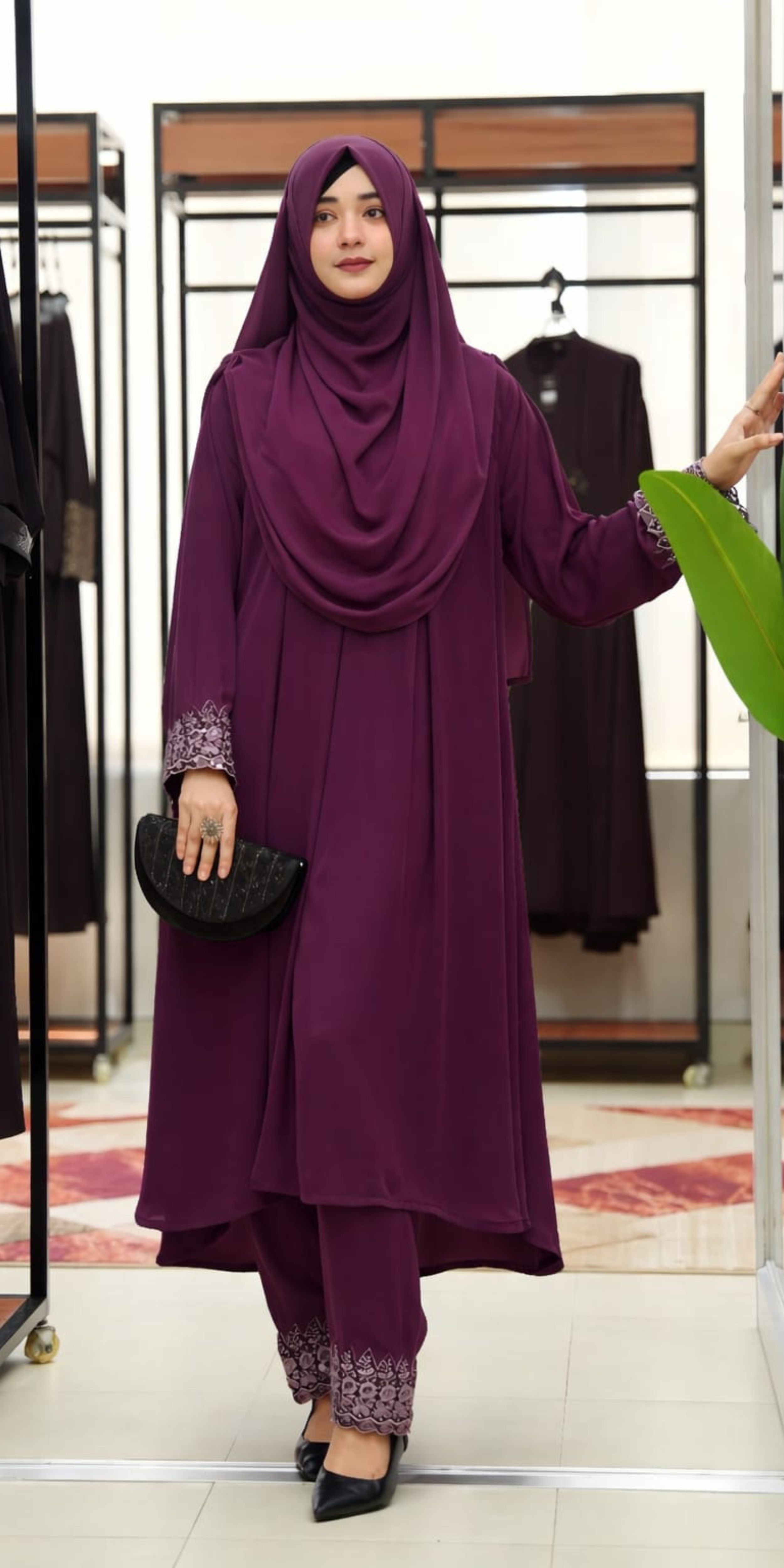 💕𝐊𝐎𝐓𝐈 𝐀𝐛𝐚𝐲𝐚💕 কুর্তি+প্লাজু  - Warm purple