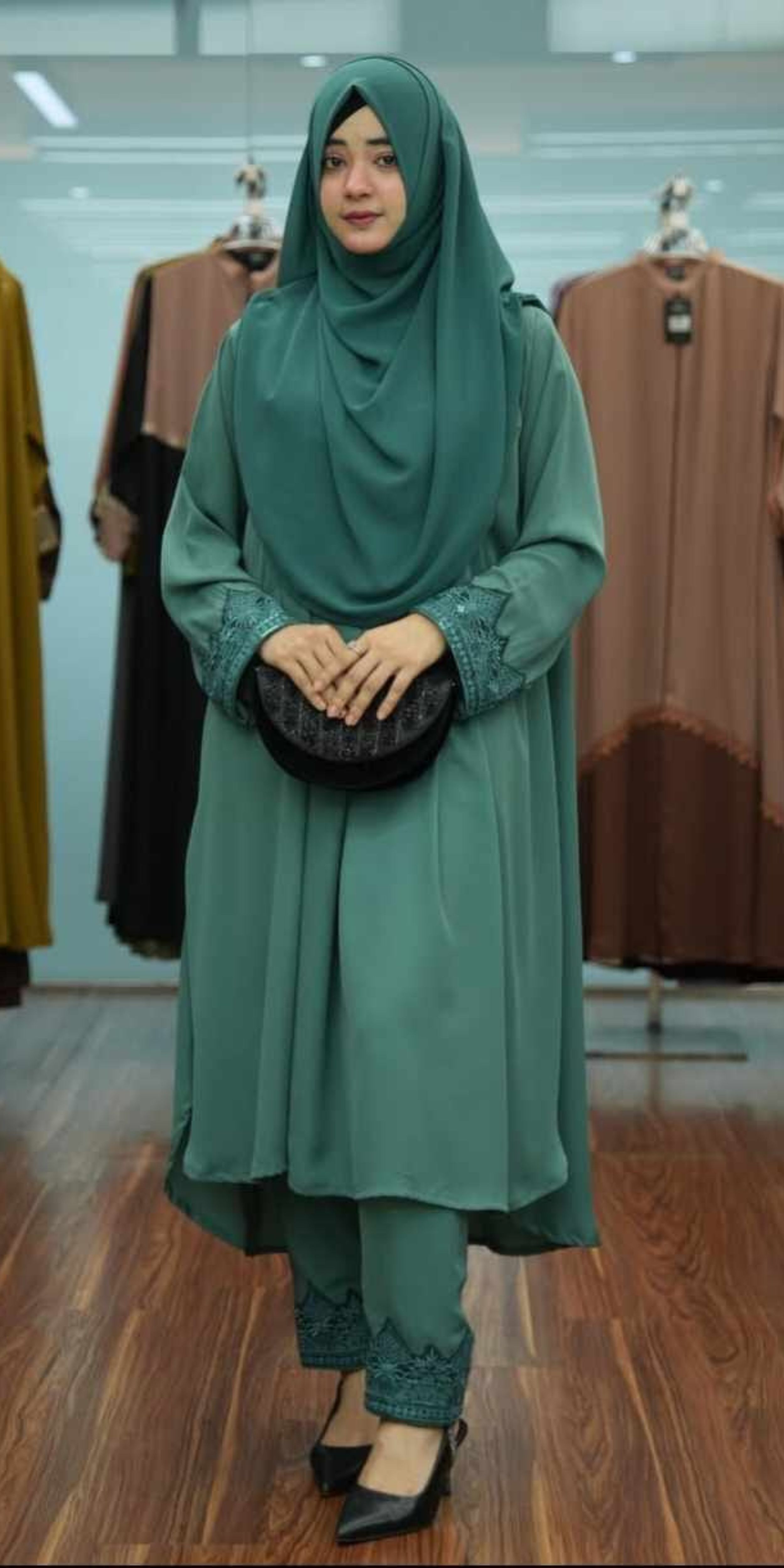 💕𝐊𝐎𝐓𝐈 𝐀𝐛𝐚𝐲𝐚💕 কুর্তি+প্লাজু  - Sea Green